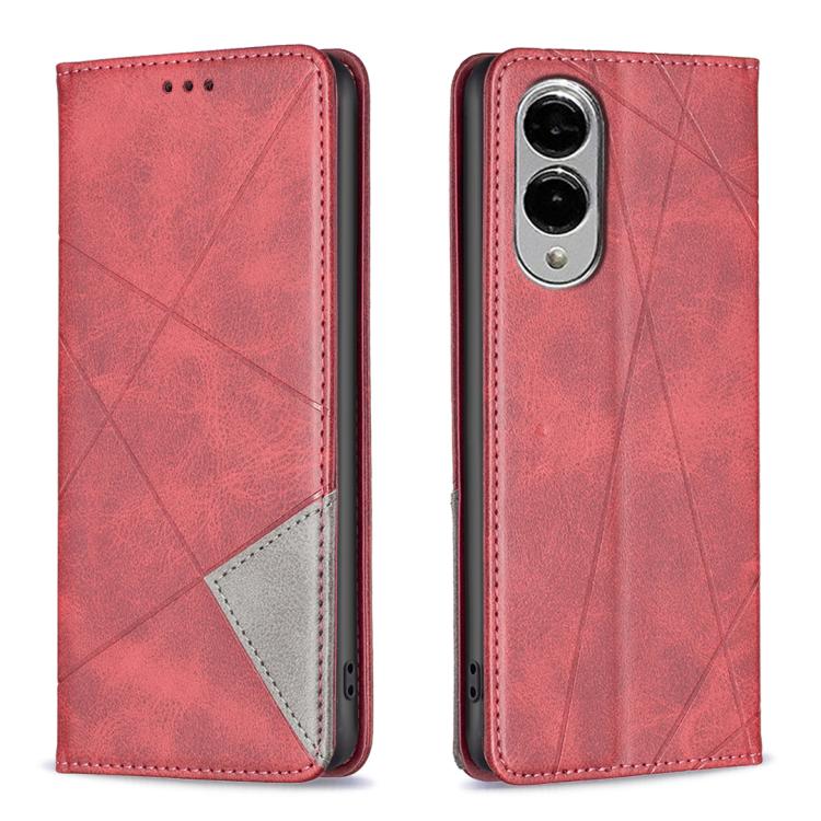 Rhombus Texture Magnetic Leather Phone Case