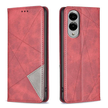 Rhombus Texture Magnetic Leather Phone Case