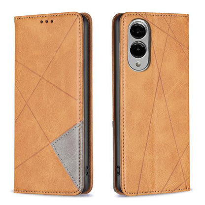 Rhombus Texture Magnetic Leather Phone Case