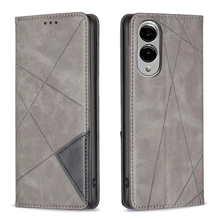 Rhombus Texture Magnetic Leather Phone Case