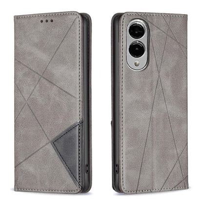 Rhombus Texture Magnetic Leather Phone Case