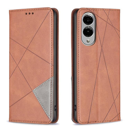 Rhombus Texture Magnetic Leather Phone Case