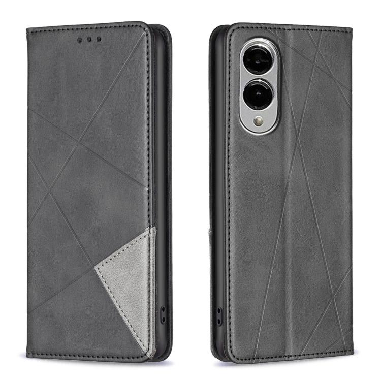 Rhombus Texture Magnetic Leather Phone Case