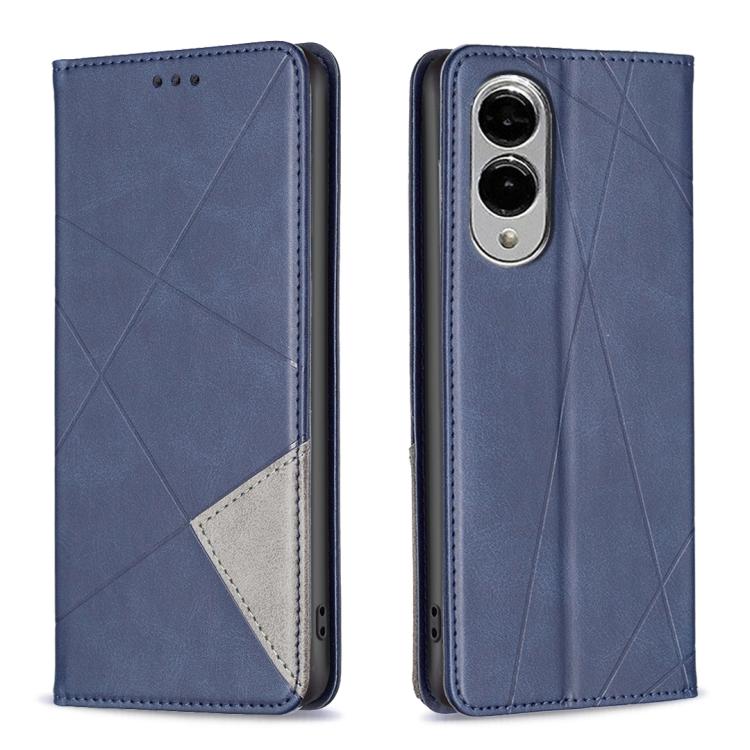 Rhombus Texture Magnetic Leather Phone Case
