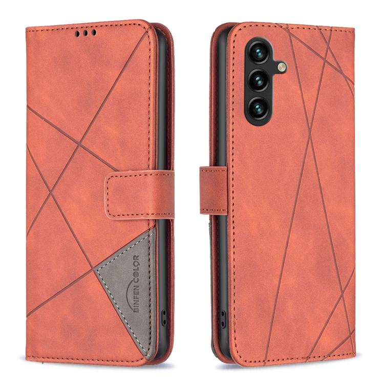 Magnetic Buckle Rhombus Texture Leather Phone Case