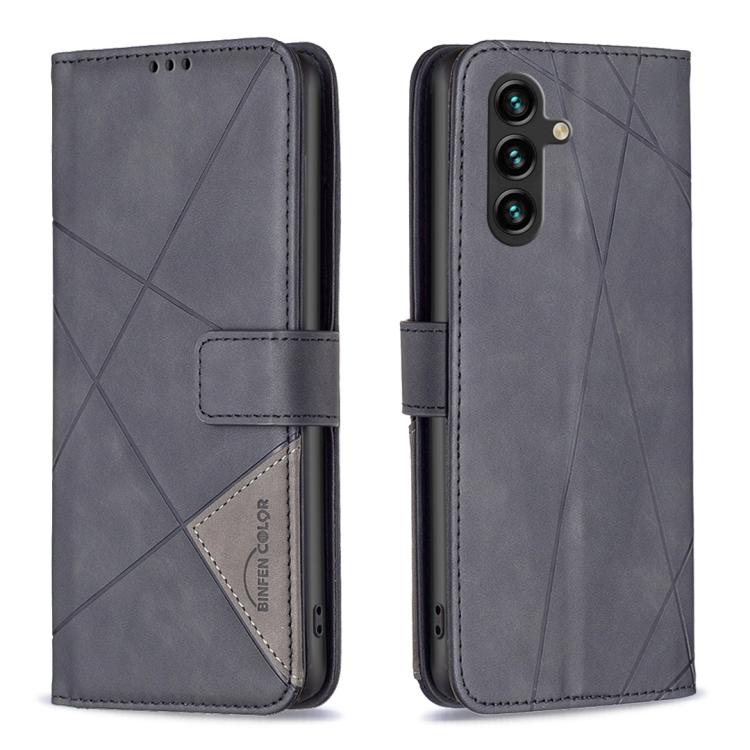 Magnetic Buckle Rhombus Texture Leather Phone Case