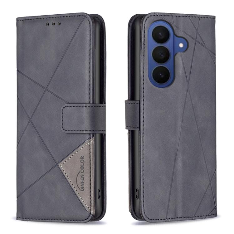 Magnetic Buckle Rhombus Texture Leather Phone Case
