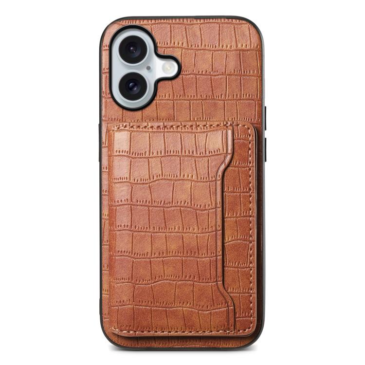 Crocodile Texture Card Bag Design Full Coverage Phone Case
