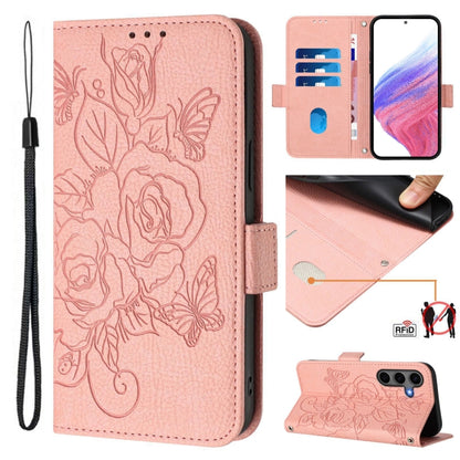 Embossed Rose RFID Anti-theft Leather Phone Case