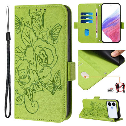 Embossed Rose RFID Anti-theft Leather Phone Case