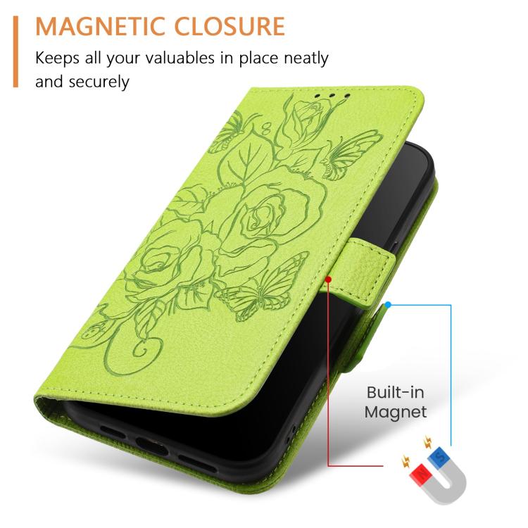 Embossed Rose RFID Anti-theft Leather Phone Case