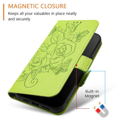Embossed Rose RFID Anti-theft Leather Phone Case