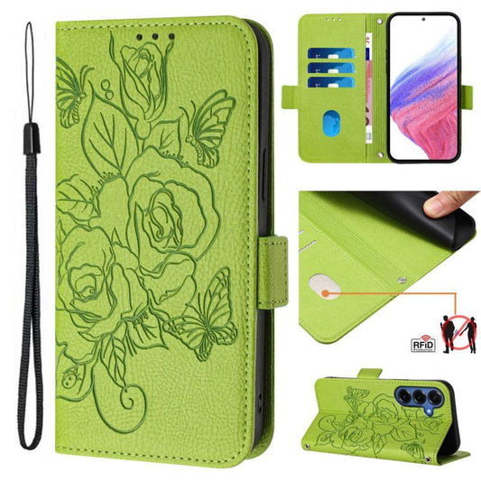 Embossed Rose RFID Anti-theft Leather Phone Case