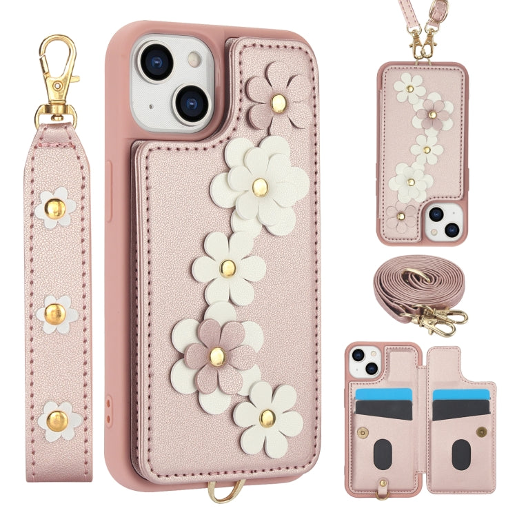 Crossbody Flower Pattern Leather Phone Case