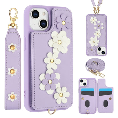 Crossbody Flower Pattern Leather Phone Case