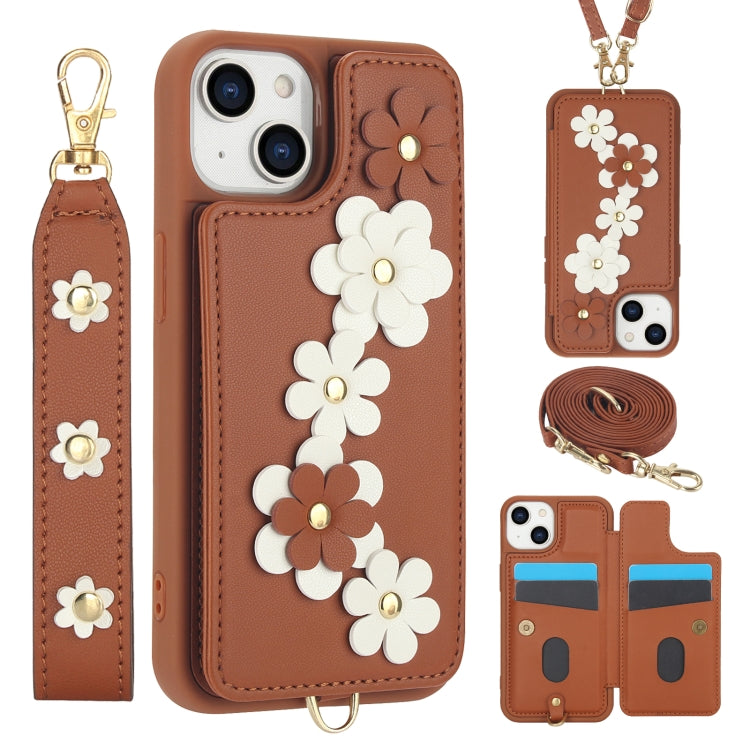 Crossbody Flower Pattern Leather Phone Case