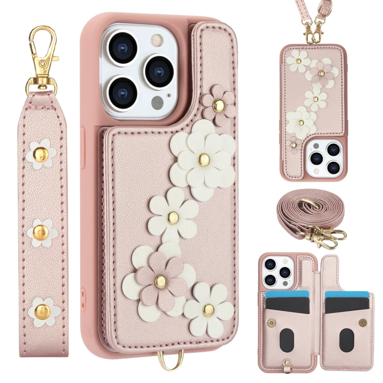 Crossbody Flower Pattern Leather Phone Case