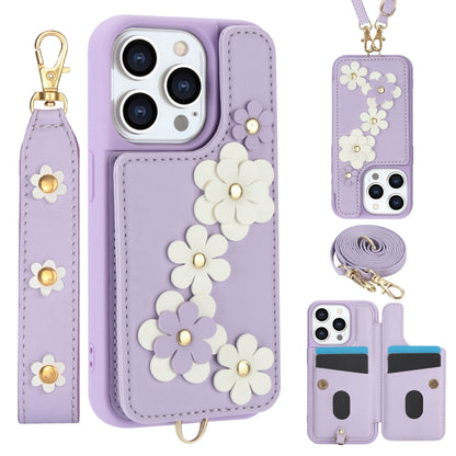 Crossbody Flower Pattern Leather Phone Case