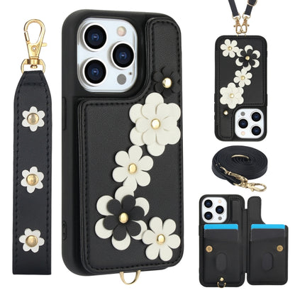Crossbody Flower Pattern Leather Phone Case