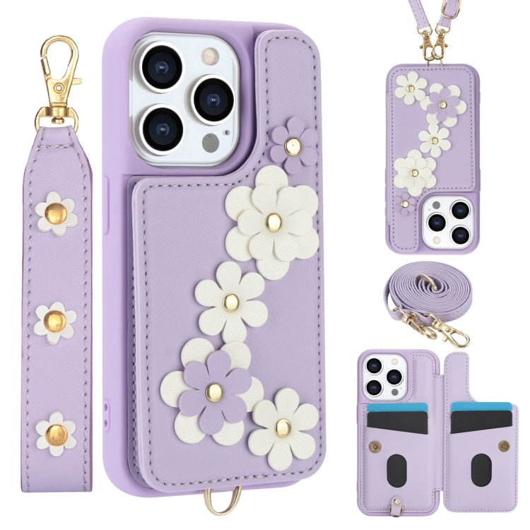 Crossbody Flower Pattern Leather Phone Case