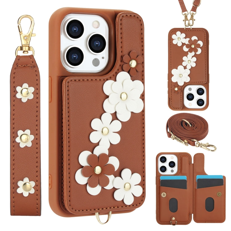 Crossbody Flower Pattern Leather Phone Case