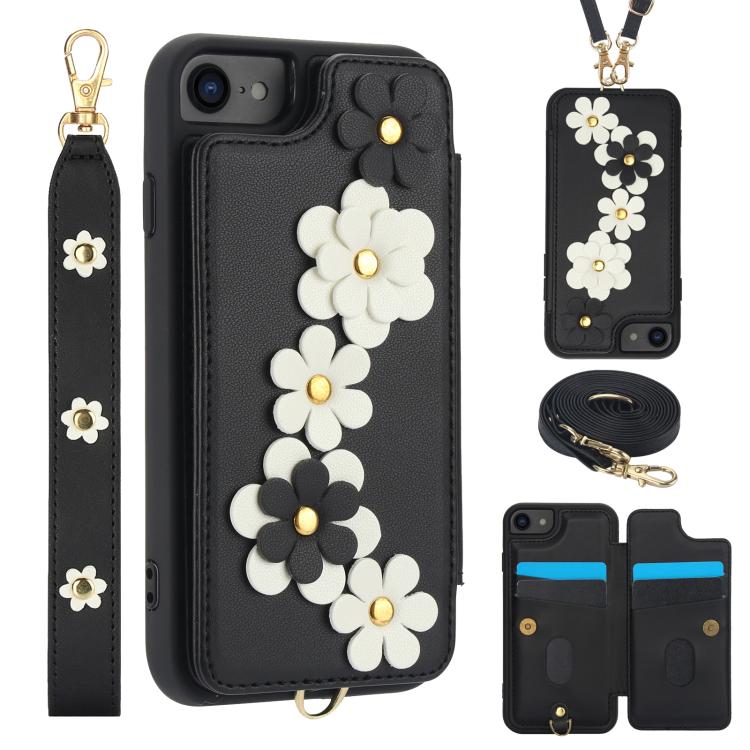 Crossbody Flower Pattern Leather Phone Case