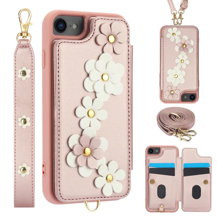 Crossbody Flower Pattern Leather Phone Case