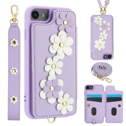 Crossbody Flower Pattern Leather Phone Case