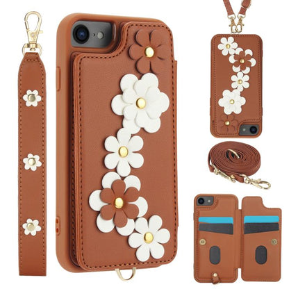 Crossbody Flower Pattern Leather Phone Case