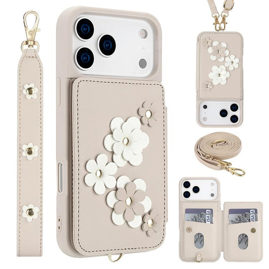 Crossbody Flower Pattern Leather Phone Case