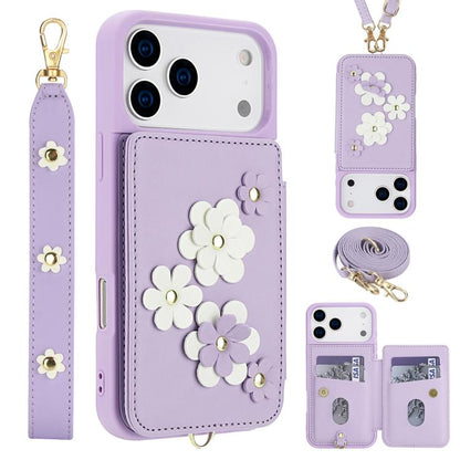 Crossbody Flower Pattern Leather Phone Case