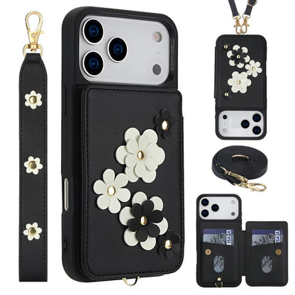 Crossbody Flower Pattern Leather Phone Case