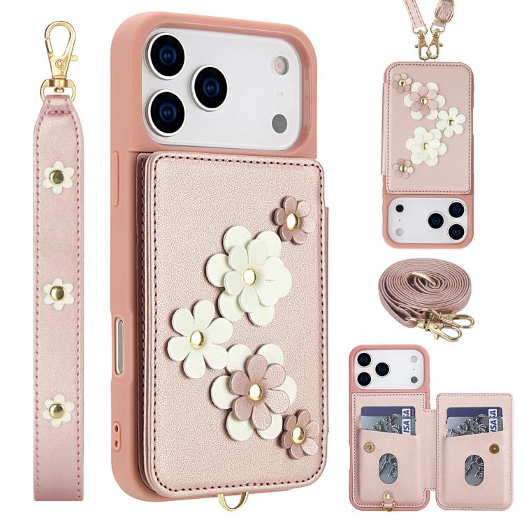 Crossbody Flower Pattern Leather Phone Case