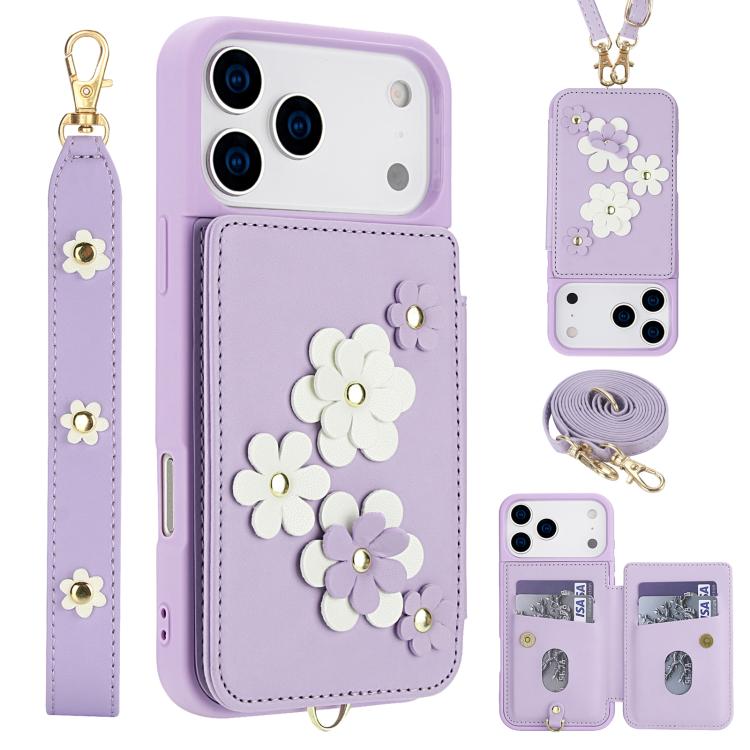 Crossbody Flower Pattern Leather Phone Case