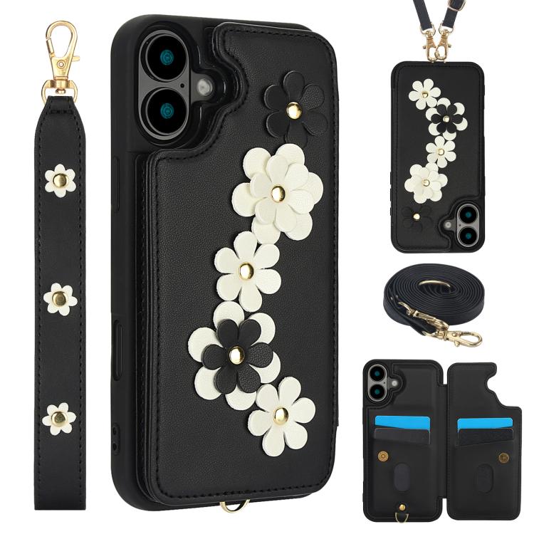 Crossbody Flower Pattern Leather Phone Case