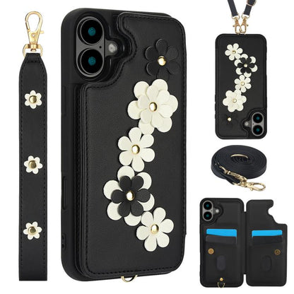 Crossbody Flower Pattern Leather Phone Case