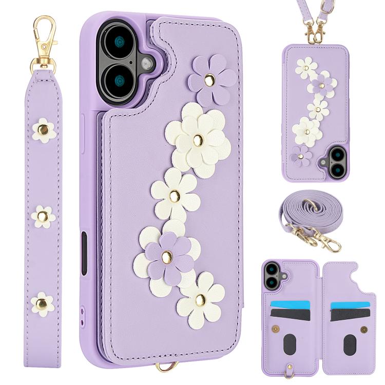 Crossbody Flower Pattern Leather Phone Case