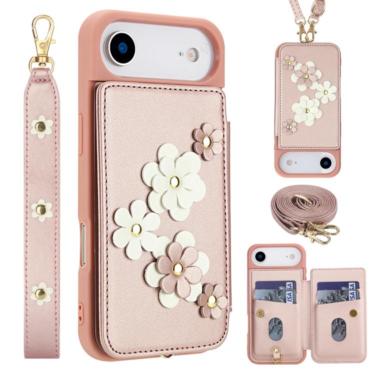 Crossbody Flower Pattern Leather Phone Case