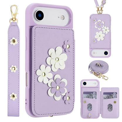 Crossbody Flower Pattern Leather Phone Case