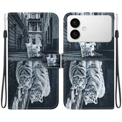 Crystal Texture Colored Drawing Leather Phone Case