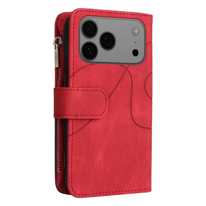 Dual-color 9 Card Slots Zipper Wallet Leather Phone Case