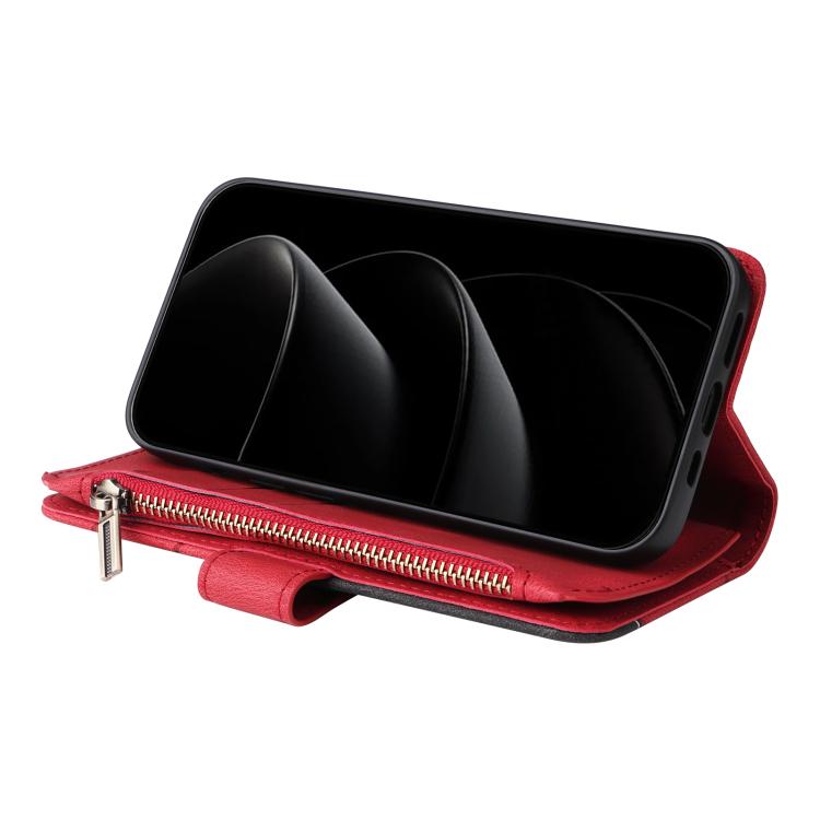 Dual-color 9 Card Slots Zipper Wallet Leather Phone Case