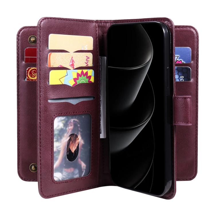 Multi-Function Wallet 10 Card Slots Leather Phone Case