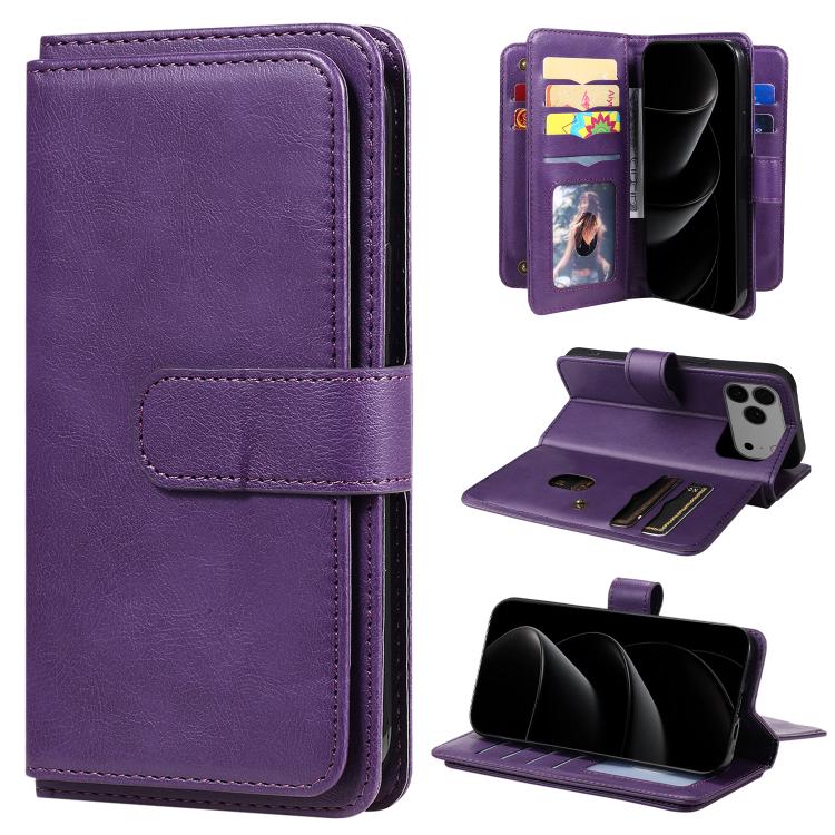 Multi-Function Wallet 10 Card Slots Leather Phone Case
