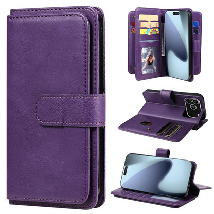 Multi-Function Wallet 10 Card Slots Leather Phone Case