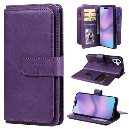 Multi-Function Wallet 10 Card Slots Leather Phone Case