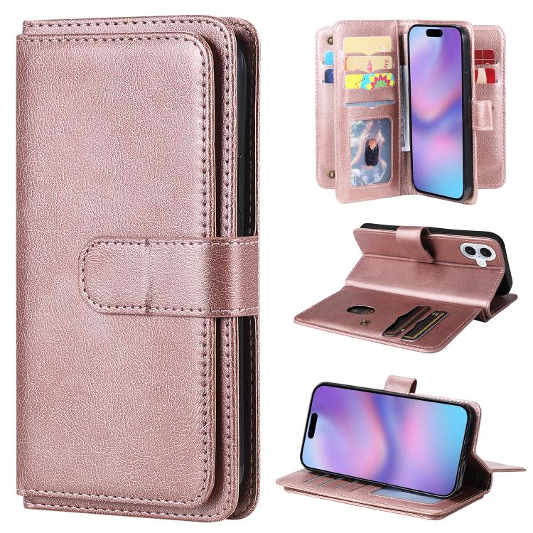 Multi-Function Wallet 10 Card Slots Leather Phone Case