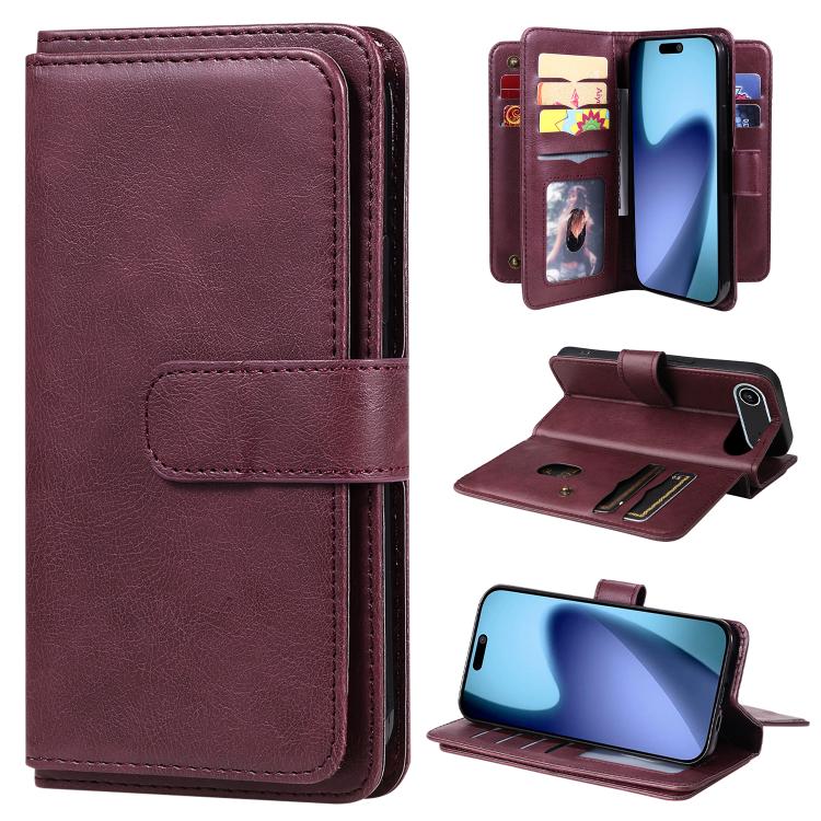 Multi-Function Wallet 10 Card Slots Leather Phone Case