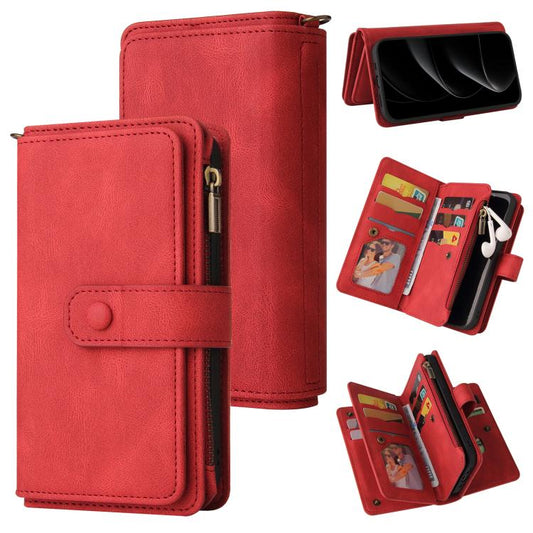 Skin Feel Multi Card Slots Zipper Wallet Leather Phone Case