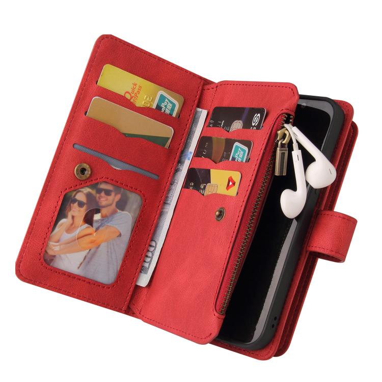 Skin Feel Multi Card Slots Zipper Wallet Leather Phone Case